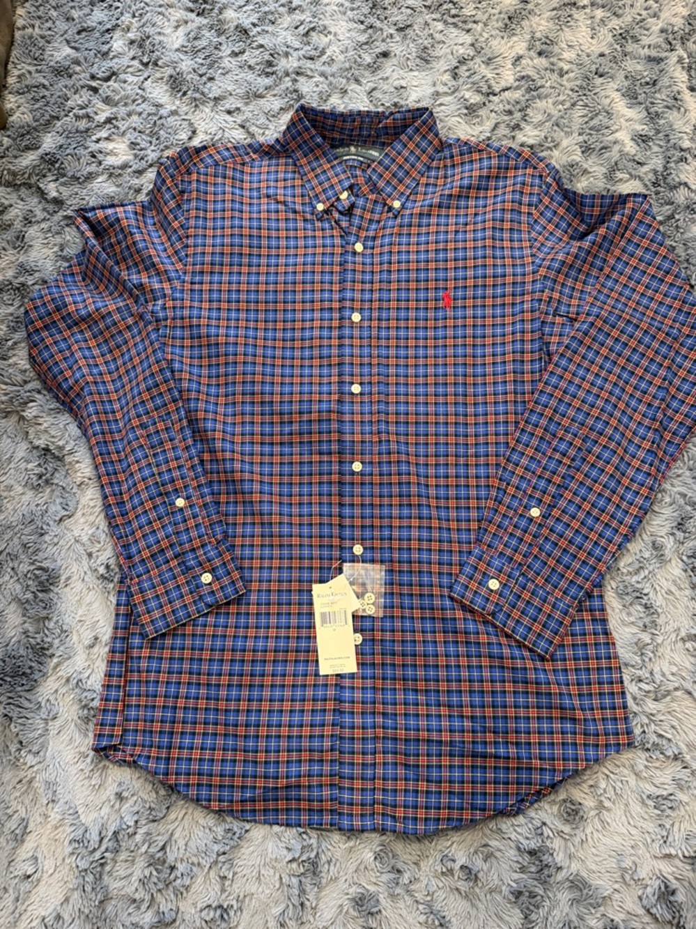 Polo by Ralph Lauren Blue & Orange Plaid Button-Down Shirt